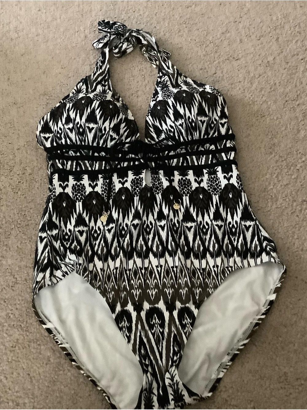 Tommy Bahama Black and White Printed One-Piece Swim